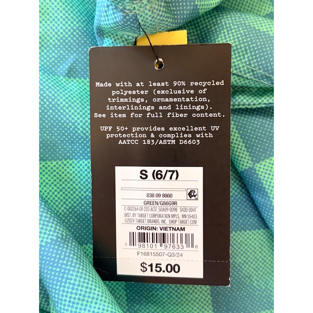 Cat & Jack Green Checkered Swim Trunk Shorts Built In Briefs Boys 6/7 NEW NWT - Picture 8 of 8